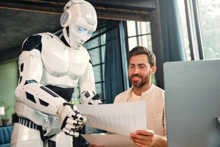 Man and robot working together